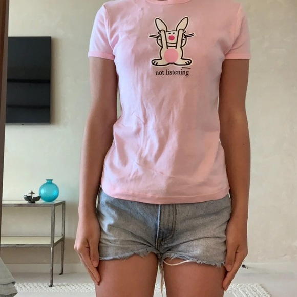 happy bunny Tops - Happy Bunny Baby Tee Pink